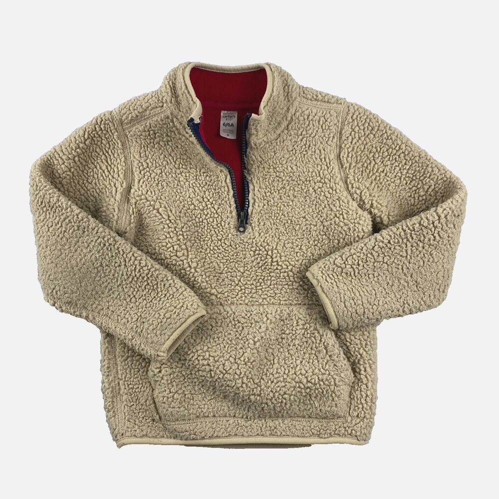 Carter’s Kids Tan Beige Sherpa 1/4 Zip Pullover Size 6/6A